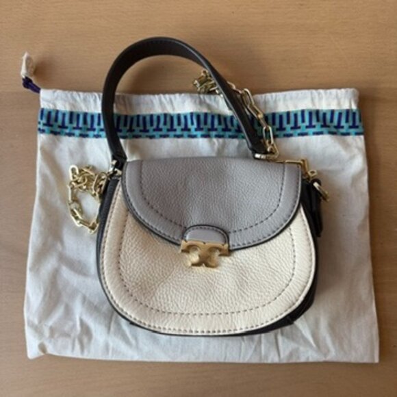 Tory Burch Handbags - Women's Tri-Color White, Grey, Black Tory Burch Crossbody Bag with Dust Bag